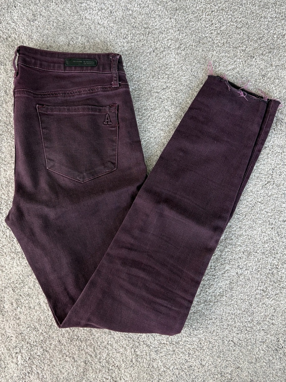 Articles Of Society Deep Purple Jeans with raw hem size 27